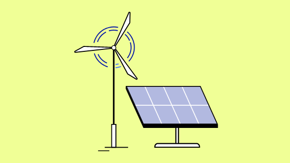 Windrad und Solaranlage